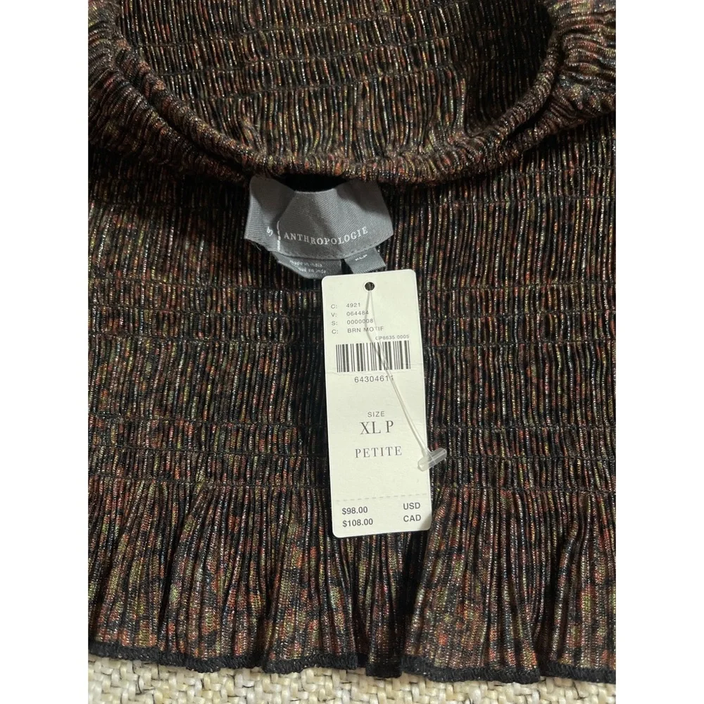 Anthropologie Shimmer Puff-Sleeved Top NWT SZ XLP - Picture 5 of 10